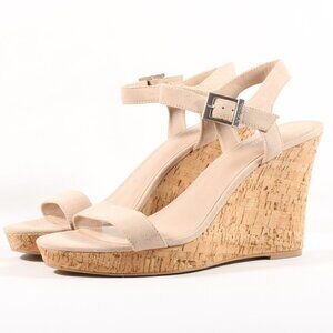 𝅺charles David Womens Cork Wedge Peep Toe Heels NEW